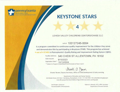 LVCC - Judith Chase Early Learning Center - Keystone Stars Ranking - Allentown, PA