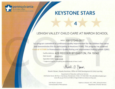 LVCC - March School - Keystone Stars Ranking - Easton, PA