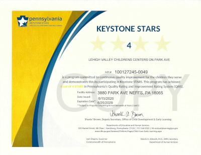 LVCC - Park Avenue - Keystone Stars Ranking - Neffs, PA