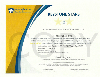 LVCC - Salisbury Elementary - Keystone Stars Ranking - Allentown, PA