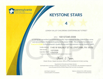 LVCC - Walnut Street - Keystone Stars Ranking - Allentown, PA