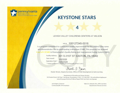 LVCC - Wilson School - Keystone Stars Ranking - Easton, PA